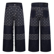 High Street Embroidered Letter Print Denim Pants