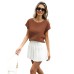 Solid color hollowed out round neck top