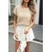 Solid color hollowed out round neck top