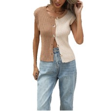 Button round neck top