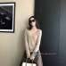 French Lazy Style V-Neck Fitted Design Long Sleeve Knit Top French Lazy Style V-Neck Fitted Design Long Sleeve Knit Top