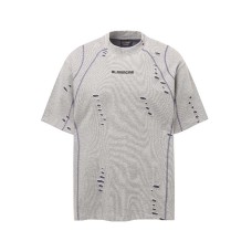 Irregular deconstruction splicing worn short sleeves