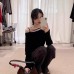 Gray One-Shoulder Long Sleeve Knit Top Irregular Inner Layer Top