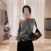 Gray One-Shoulder Long Sleeve Knit Top Irregular Inner Layer Top