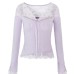 Soft Lace Spliced Knit Top Women's Long Sleeve Soft Lace Spliced Knit Top Women's Long Sleeve