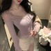 Soft Lace Spliced Knit Top Women's Long Sleeve Soft Lace Spliced Knit Top Women's Long Sleeve