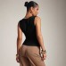 Slim fit side pleated sleeveless top for women