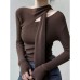 Women's Unique and Stylish Single Layer Youthful Brown Knitwear