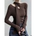 Women's Unique and Stylish Single Layer Youthful Brown Knitwear