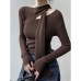 Women's Unique and Stylish Single Layer Youthful Brown Knitwear