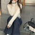 High Neck Thickened White Design Sense Short Style