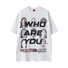Blurred character letter printed short sleeved shirt
