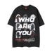 Blurred character letter printed short sleeved shirt