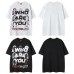 Blurred character letter printed short sleeved shirt