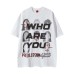 Blurred character letter printed short sleeved shirt
