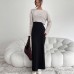 Striped long sleeved T-shirt suspender dress set Striped long sleeved T-shirt suspender dress set