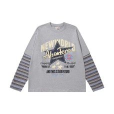 Faux Two-Piece T-Shirt Faux Layered Long Sleeve Top