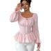 U-neck lace up long sleeved top U-neck lace up long sleeved top