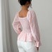 U-neck lace up long sleeved top U-neck lace up long sleeved top