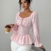U-neck lace up long sleeved top U-neck lace up long sleeved top