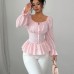 U-neck lace up long sleeved top U-neck lace up long sleeved top