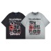 Washed Distressed Creative Print Crew Neck Short Sleeve Top