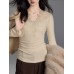 Elegant Soft Style Lace V-Neck Slim Fit Layered Knit Long Sleeve