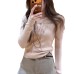 Pink Lace V-Neck Knit Top Stylish and Unique Inner Layer with Tie Detail