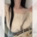 Pink Lace V-Neck Knit Top Stylish and Unique Inner Layer with Tie Detail