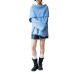 Turn-Down Collar Loose Soft Knitwear with Natural Drape Blue