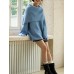 Turn-Down Collar Loose Soft Knitwear with Natural Drape Blue