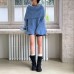 Turn-Down Collar Loose Soft Knitwear with Natural Drape Blue