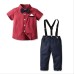 Gentleman Shirt Set Boys Stripe Short Sleeve Bow Tie Shirt With Suspender Pants Birthday Outfit Gentleman Shirt Set Boys Stripe Short Sleeve Bow Tie Shirt With Suspender Pants Birthday Outfit