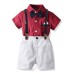 Gentleman Shirt Set Boys Stripe Short Sleeve Bow Tie Shirt With Suspender Pants Birthday Outfit Gentleman Shirt Set Boys Stripe Short Sleeve Bow Tie Shirt With Suspender Pants Birthday Outfit