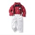 Gentleman's Outfit for Boys - Long Sleeve Shirt, Pants, Bow Tie, and Back Collar Set, Spring and Autumn New Fashion Formal Wear