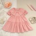 Girls' dress with lace doll collar and short sleeves Girls' dress with lace doll collar and short sleeves