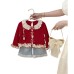 Cute Lace Spliced Peter Pan Collar Set Ruffle Two-Piece Set Versatile Children's Clothing