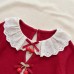 Cute Lace Spliced Peter Pan Collar Set Ruffle Two-Piece Set Versatile Children's Clothing