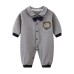 Infant Long Sleeve Romper for Boys, Gentleman Style, Lightweight Spring and Autumn Outfit, 0-3 Years Old
