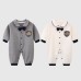 Infant Long Sleeve Romper for Boys, Gentleman Style, Lightweight Spring and Autumn Outfit, 0-3 Years Old