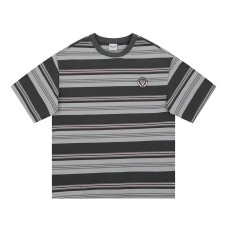 Embroidered striped contrasting short sleeved T-shirt Embroidered striped contrasting short sleeved T-shirt