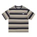 Embroidered striped contrasting short sleeved T-shirt