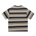 Embroidered striped contrasting short sleeved T-shirt
