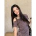 exclusive striped off-shoulder short sleeve T-shirt exclusive striped off-shoulder short sleeve T-shirt