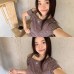 exclusive striped off-shoulder short sleeve T-shirt exclusive striped off-shoulder short sleeve T-shirt