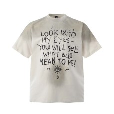 Graffiti letters eye prints spray painting dirty short sleeves