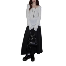 Round Neck Knit Top Casual Fitted Backless Long Sleeve Innerwear