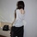 Round Neck Knit Top Casual Fitted Backless Long Sleeve Innerwear