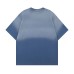 Wash and make old letter printed gradient short sleeves Wash and make old letter printed gradient short sleeves