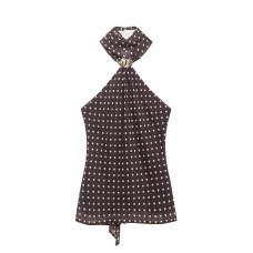 Spicy girl polka dot accessory hanging neck collar top